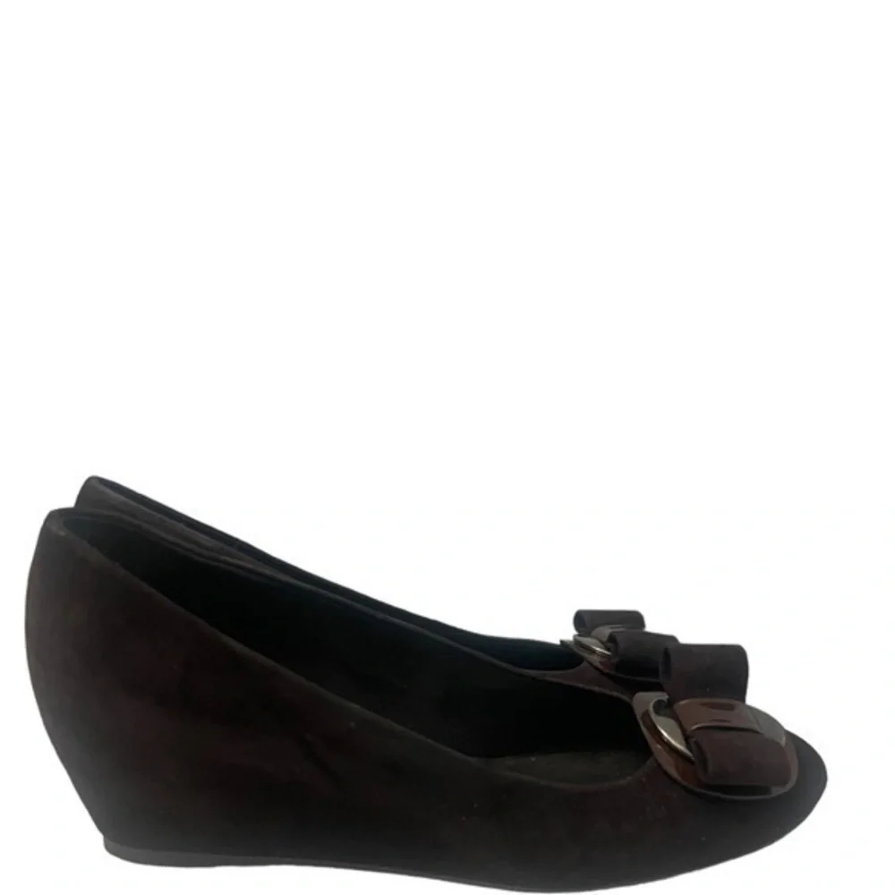 STUART WEITZMAN Beaudelair Brown Suede Wedge Shoes Size 7.5